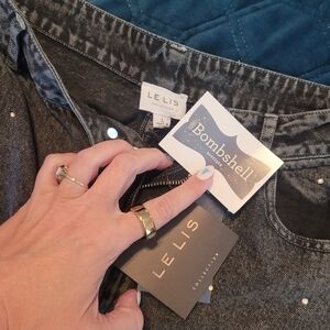 Le Lis Rhinestone Jeans Large Size 10